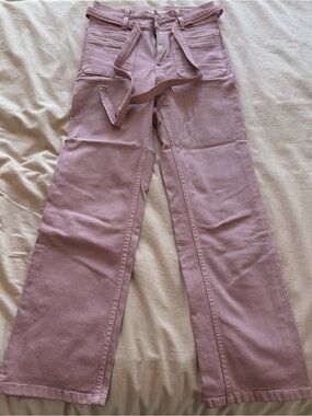 Mango Wide-Leg High-Rise Jeans in Dusty Rose
